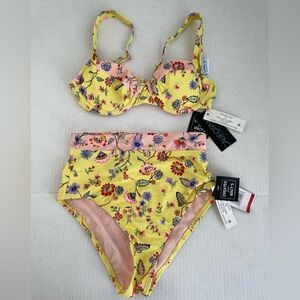 High waisted XS California waves bikini set